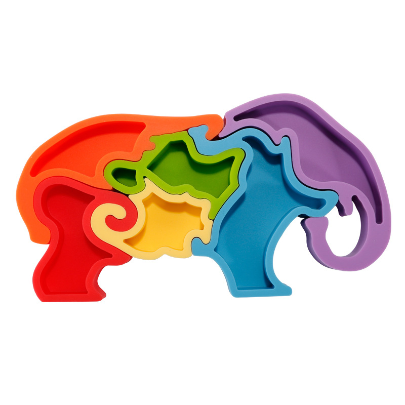 Wholesale Food Grade Educational Toddlers Infant Toys Baby Silicone Elephant Puzzle Toy