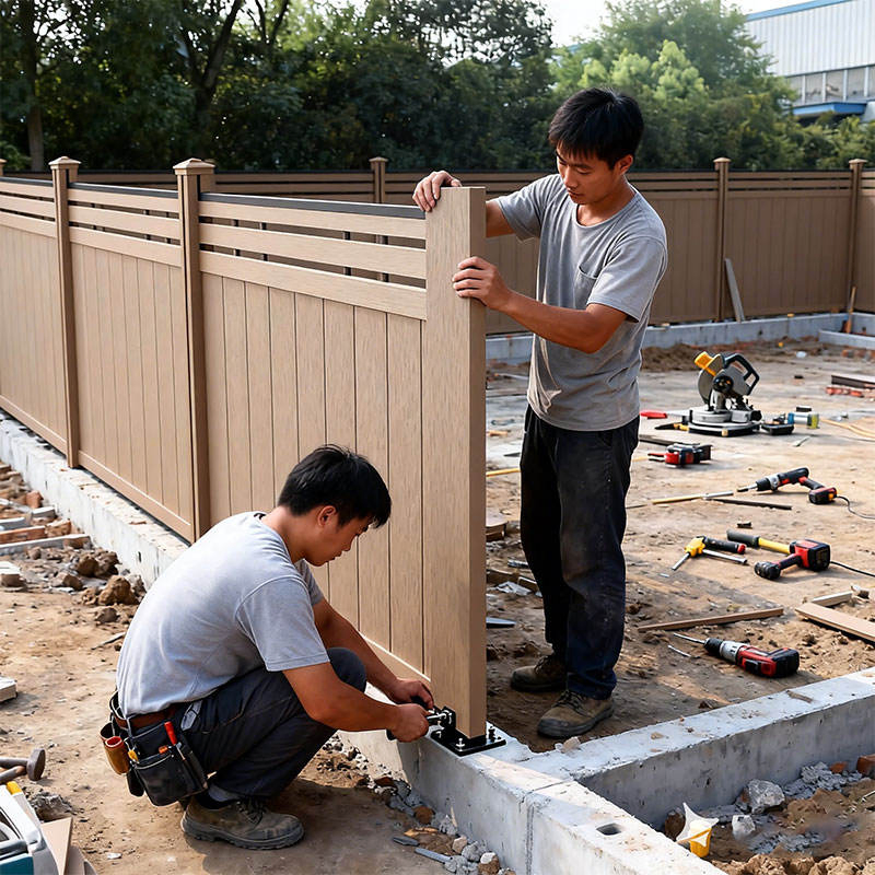 Wood Plastic Composite Fence Garden Private Fadeless Windproof WPC Fence