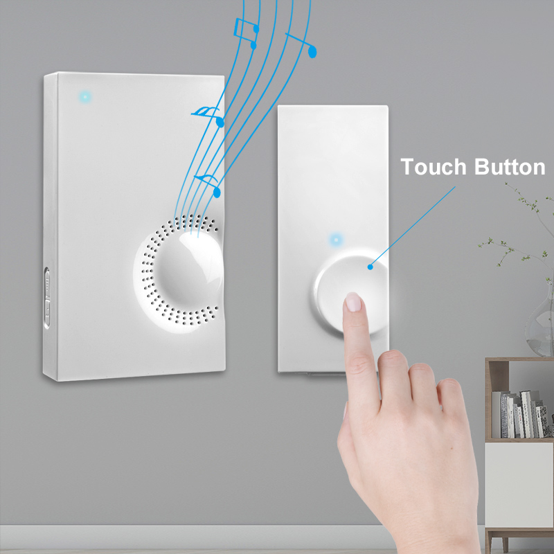 Black Touch Button 200m Long Range Wireless Doorbell