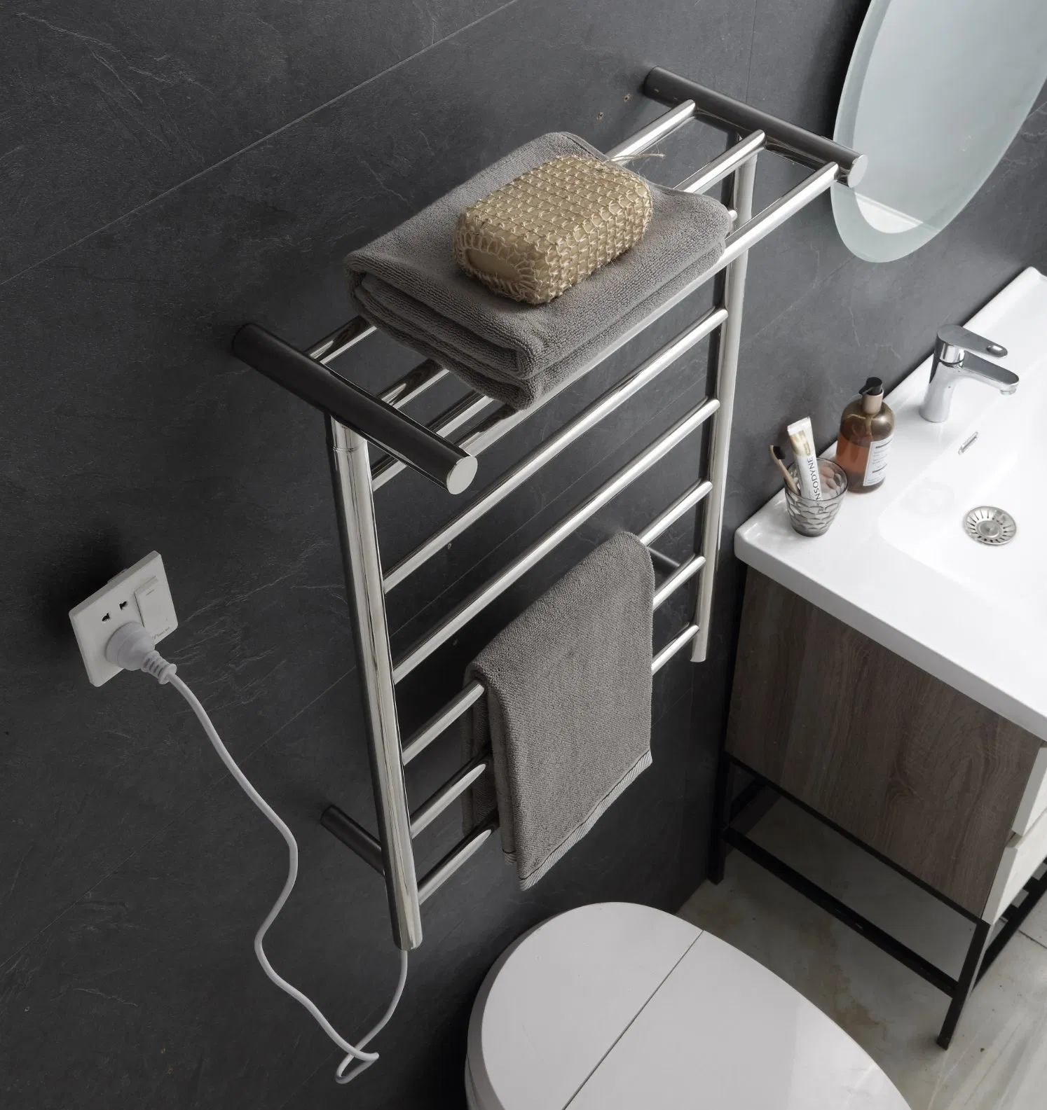 Электрический полотенцесушитель из нержавеющей стали, 6 труб