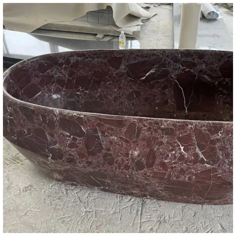 Rosso Levanto Dark Red Marble Bathroom Bathtub