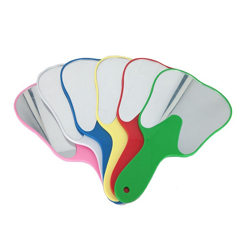 Dental Colorful Hand Held Tooth Shape Glass Mirror Dental Handle Mirror