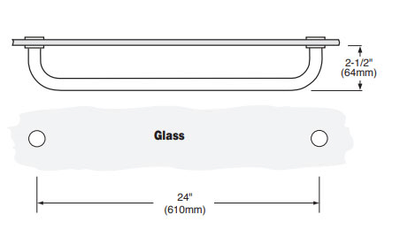Luxury Brushed Nickel 24" Round Tubing Mitered Corner Single-Sided Bathroom Towel Rail for Glass Door