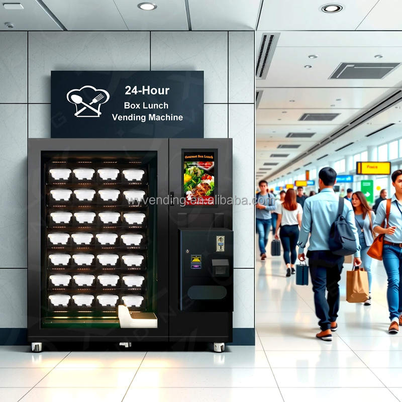 Frozen Food Automat Heating French Fries Lunch Bento Vending Machine with Coin Banknote Payment