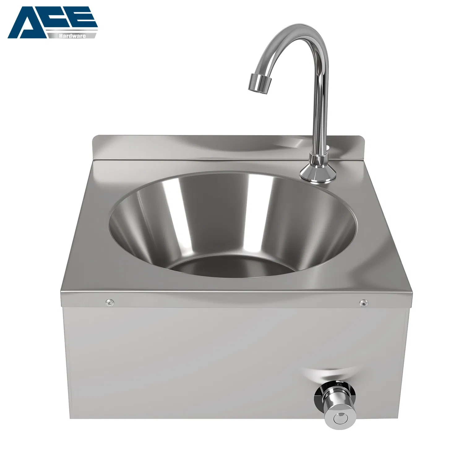 Раковина настенная с коленным управлением, нержавеющая сталь