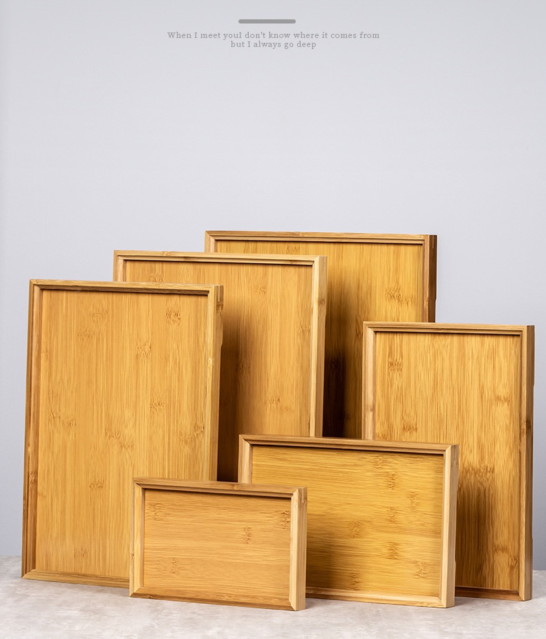 Rectangular Right-Angle Bamboo Tray for Hotel and Restaurant