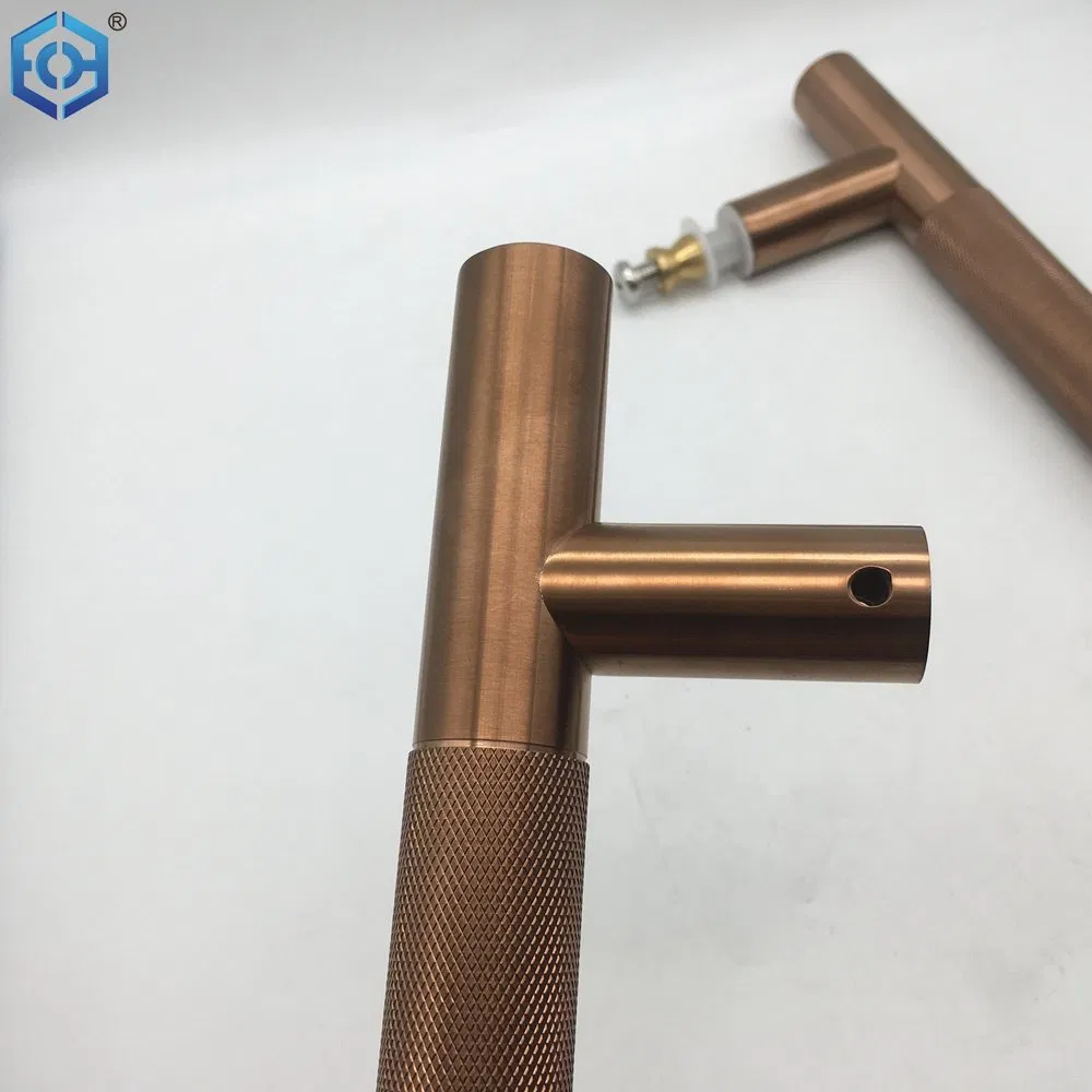 Rose Gold Stainless Steel H Type Knurled Glass Door Pull Handle