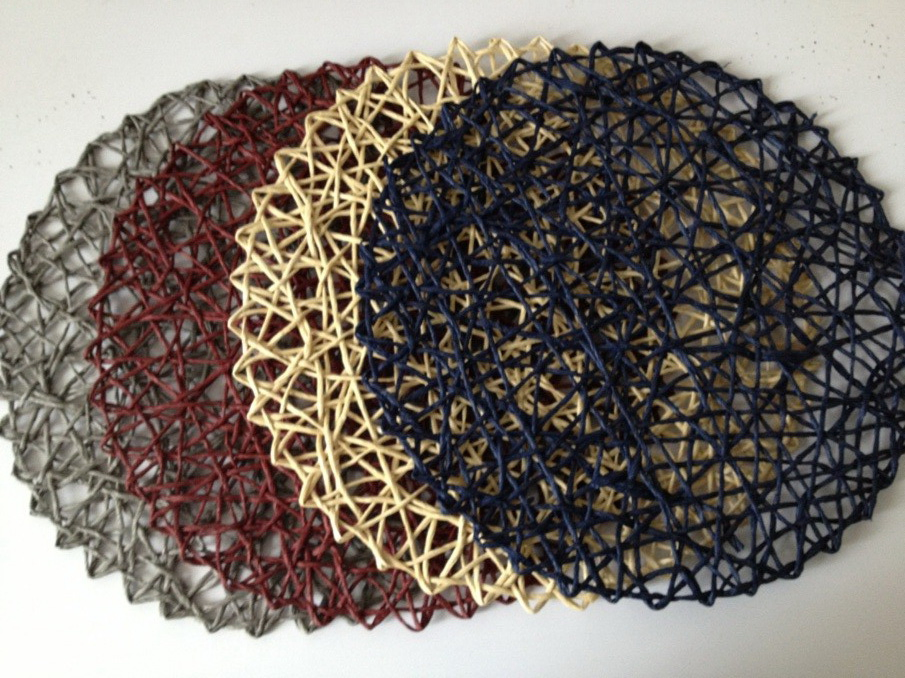 Handmade Nest Round FSC Paper Rope Straw Double Color Mixed Tableware Placemats