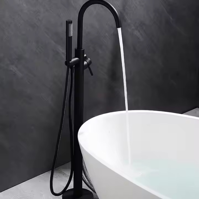 Floor Mounted Free Standing Shower System Bath Tub Bathtub Mixer Tap Faucet Shower Set