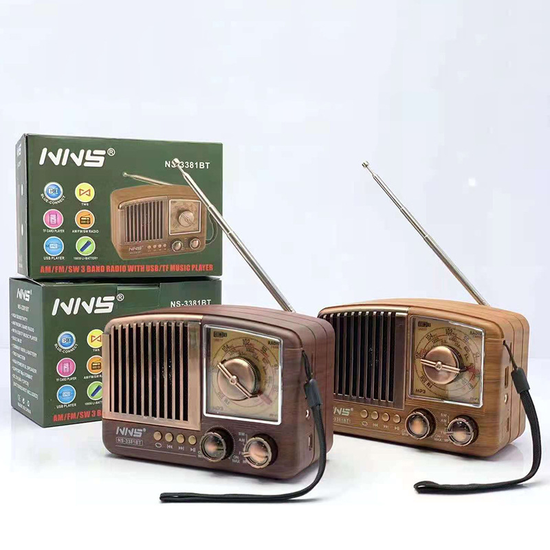 Ретро радио NS-3381BT с Bluetooth, деревянный корпус