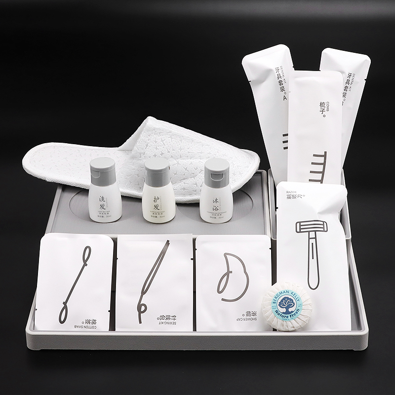 Customized Hotel Amenities Set Travel Disposable Hotel Dental Hygiene Set Shampoo Shower Gel Toiletries Set