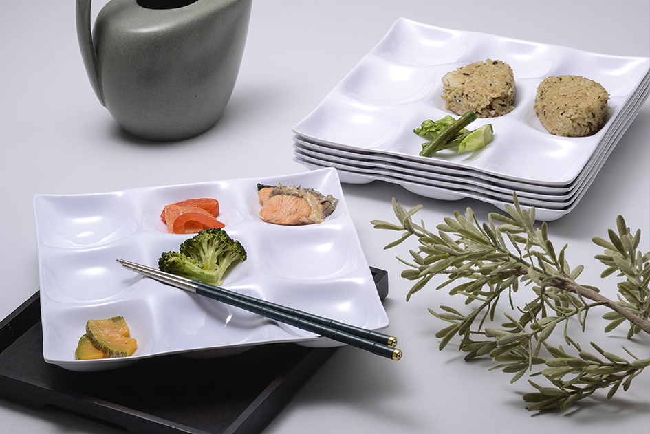 9-Divided Plate Dessert Plate Western Restaurant Melamine Plate