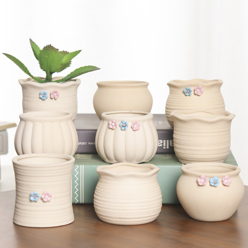 Горшок керамический с искусственным растением настольный