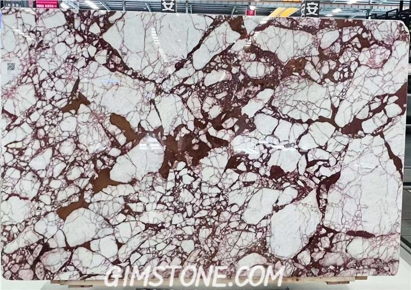 Dramatic, Bold Burgundy and Gold Veining, Calacatta Burgundy Marble for Fireplace Surround/Countertops/Bathroom Vanities/Shower Walls/Floor Tiles