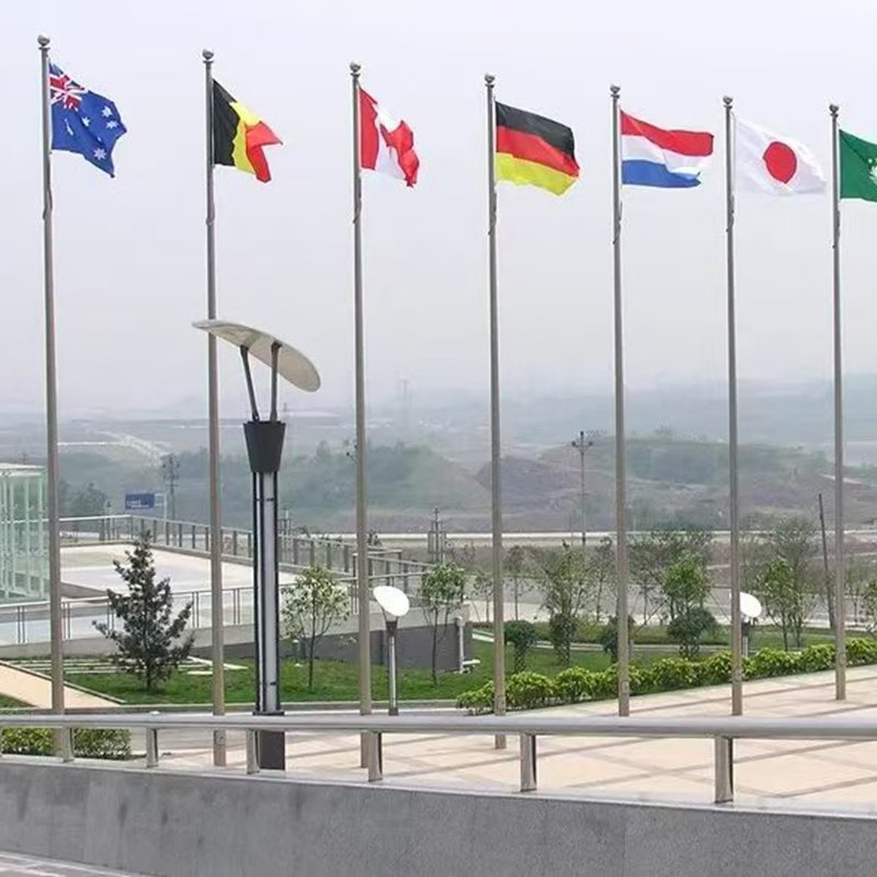 Clement Silver Spinning Outdoor Free Standing 8m 9m 10m Aluminium Flag Pole Stainless Steel Electric Flagpole