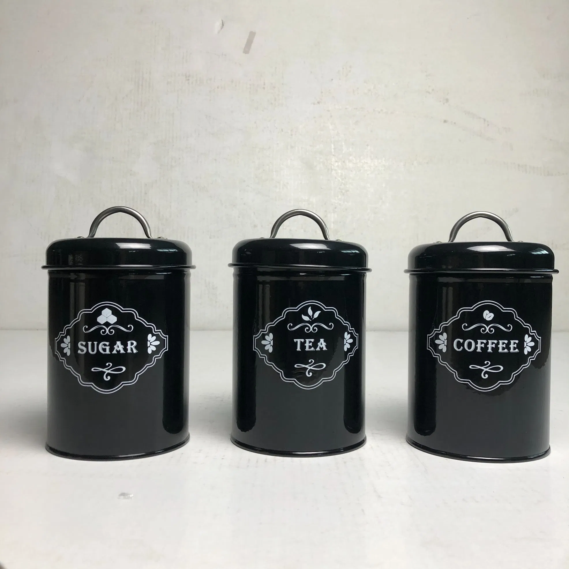 3-Piece Iron Airtight Food Storage Containers Cereal Dry Dispenser for Flour Food Rice Storage