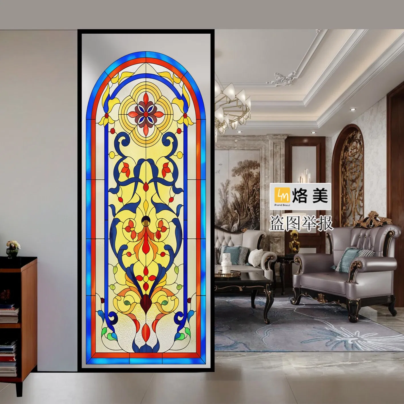 Painted Church Glassliving Room Partition Screenhome Entrance Background Wallhotel Decoration
