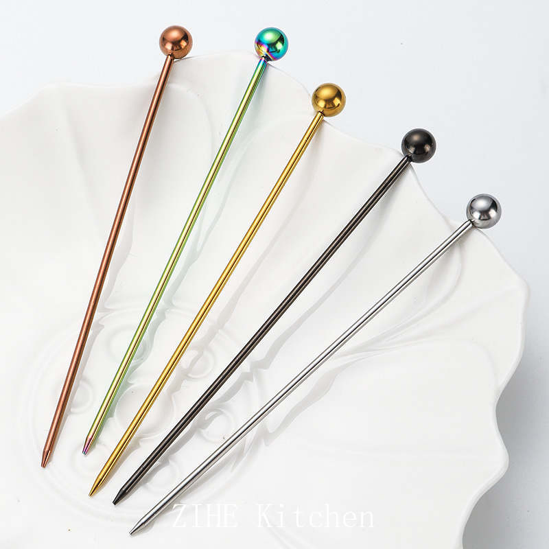Stainless Steel Fruit Pin Creative Fruit Stick Cocktail Stick Zihe Kitchen