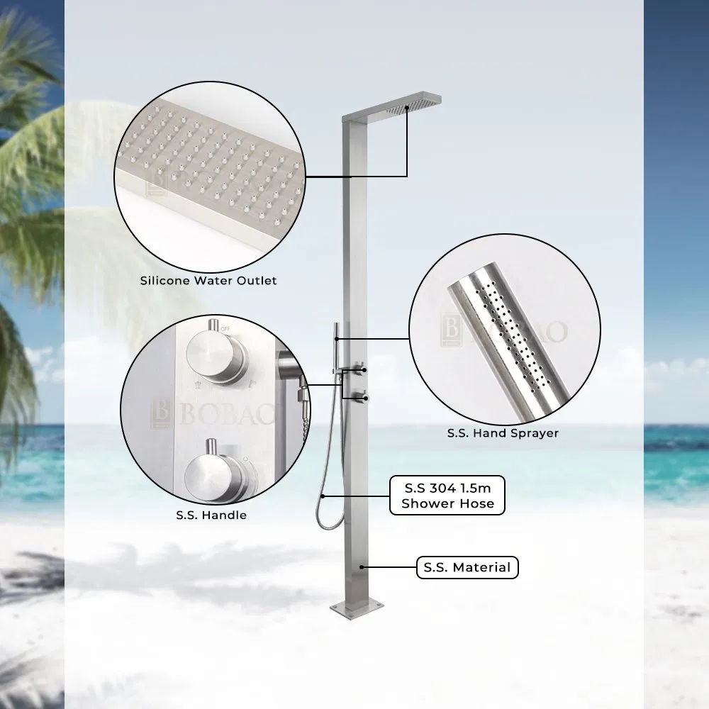 Contemporary Square Outdoor Shower for Swimming Pool Areas