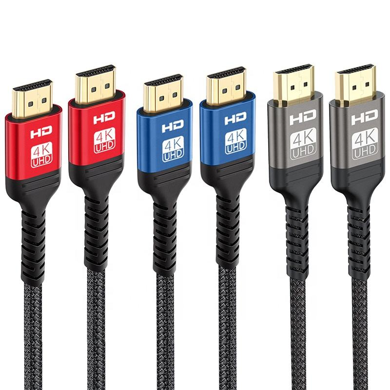 Nylon Braided 4K HDMI to HDMI Cable 2.1 48gbps High Speed 8K60Hz Gold Plat Aluminum Alloy Video HD Adapters Cable for Monitor TV