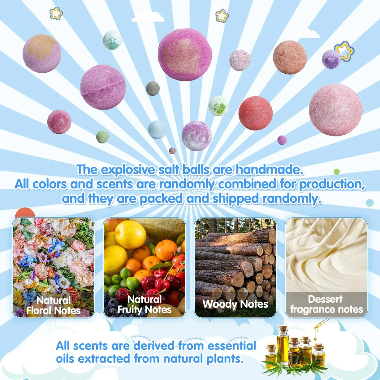 Luxury Aromatherapy Organic Handmade Bath Bombs for Relaxing Home SPA