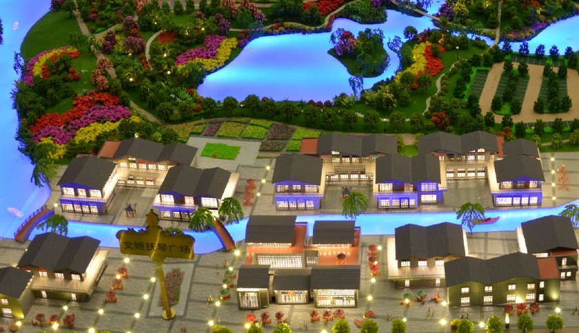 Sand Table Model for Innovative Tourism Resort Planning with Lighting Display