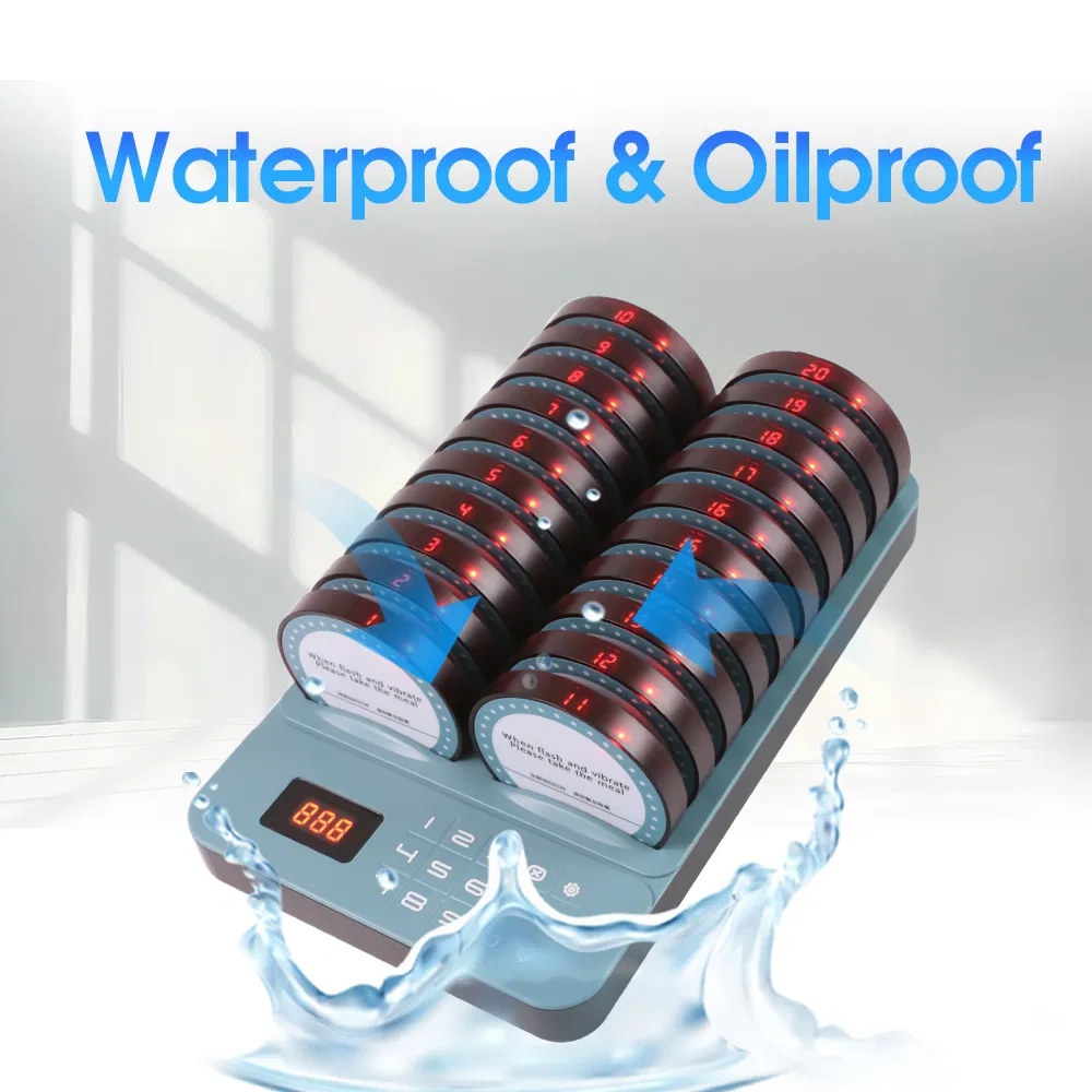 Wireless Restaurant Pager System 20 Coasters 300 Meters Food Truck