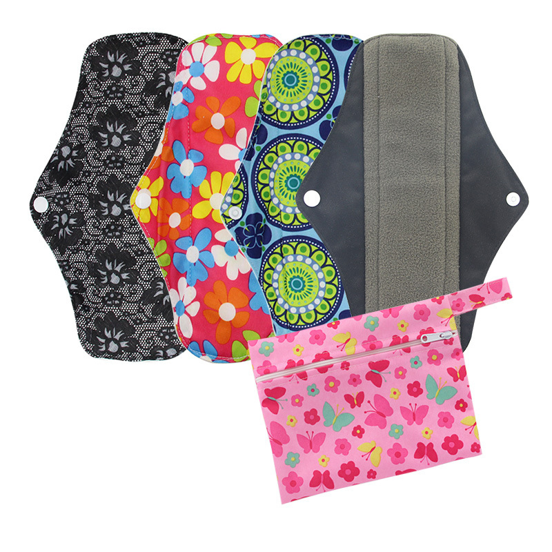 Washable Sanitary Pad, Menstrual Napkins, Waterproof Bamboo Charcoal Sanitary Pad
