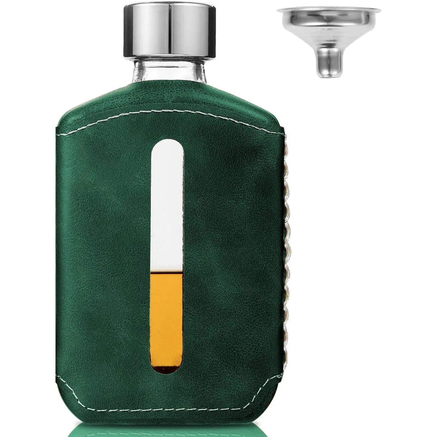 Custom Logo Capacity Size Protective Silicone Leather Sleeve 100ml 240ml Glass Hip Flask