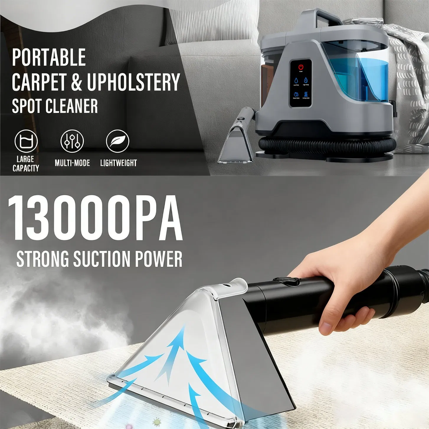 Factory Wholesale Portable Steam Hot Water with Multiple Attachments Spot Cleaner Wet and Dry Cleaning Vacuum Cleaner