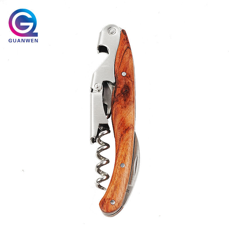 Professional Corkscrew Wine Opener with Premium Rosewood Handle Double Hinged Bottle Opener with Serrated Foil Cutter