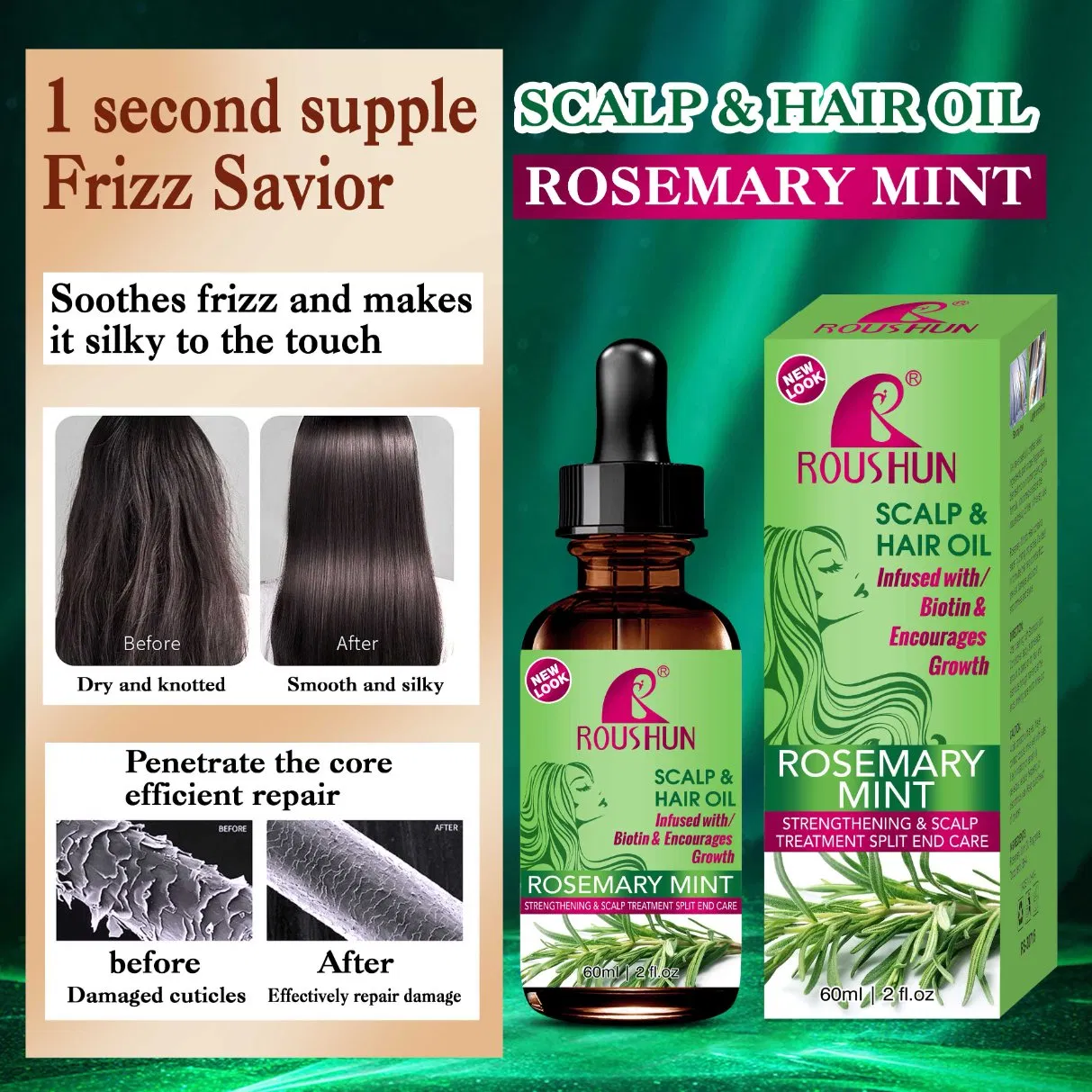 Roushun Smoothing Moisturizer Rosemary Mint Repair Hair Oil