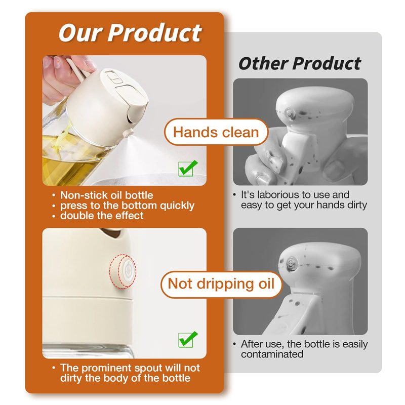 2 in 1 Cooking Olive Oil Spray Bottle Oil Dispenser and Oil Sprayer Bottle for Kitchen
