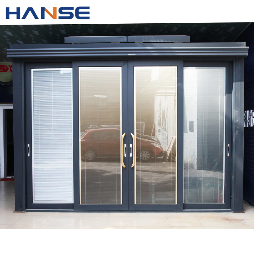 Раздвижная алюминиевая дверь с 4 стеклами для балкона