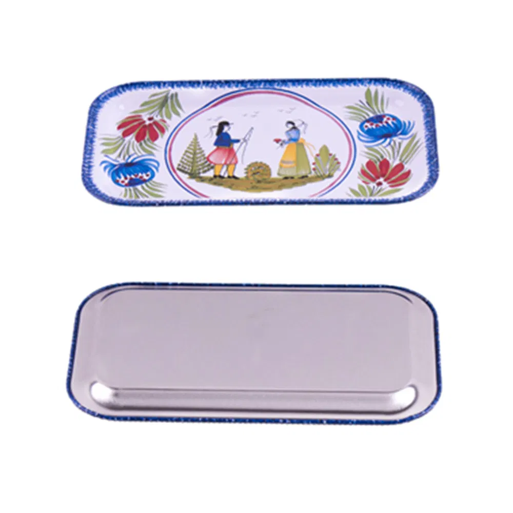Wholesales Tinplate Storage Trays Metal Christmas Food Grade Snacks Tin Trays