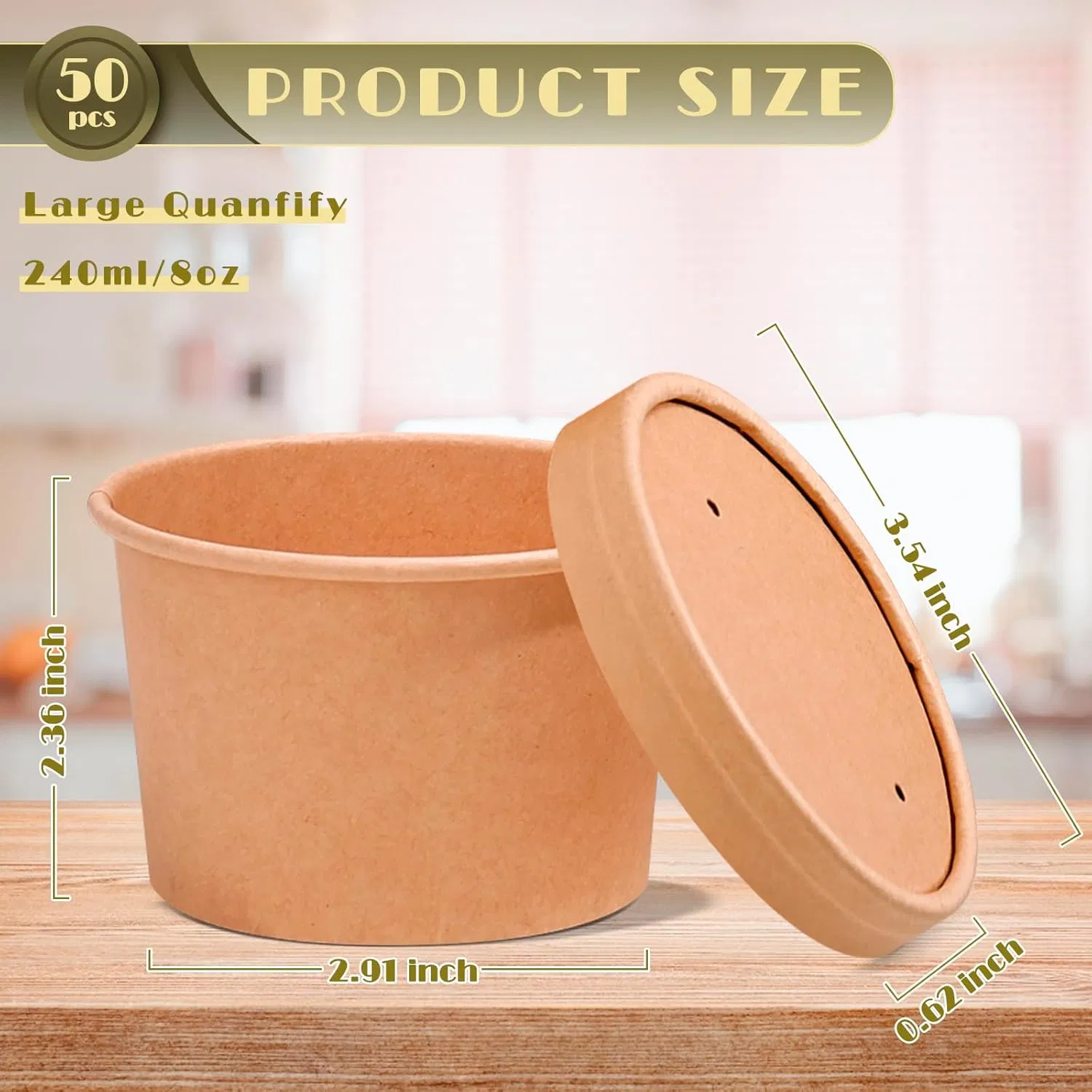 Chinese Water-Proof Take Away Paper Food Container for Fruit Vegetable Salad