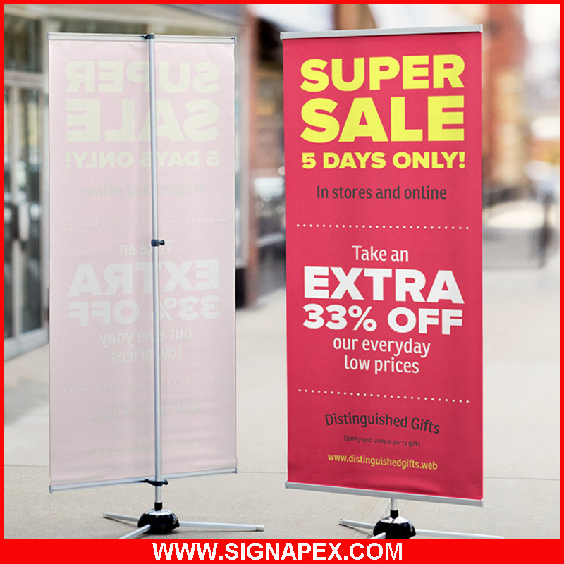 Retractable Wide Base Aluminum Display Roll up Banner Stand for Advertisement with Clips