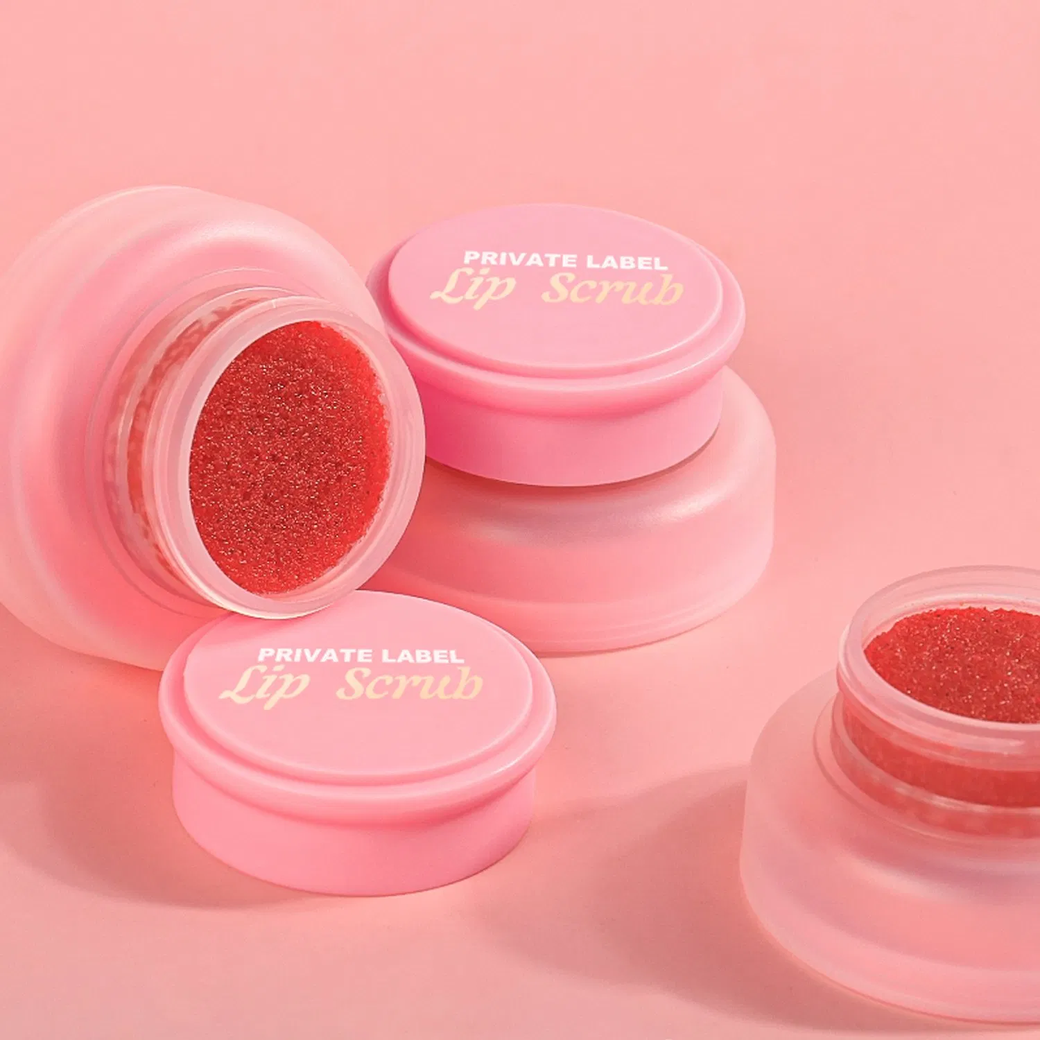 Pink Frosted Texture Fine Particles Strawberry Flavor Lip Scrub