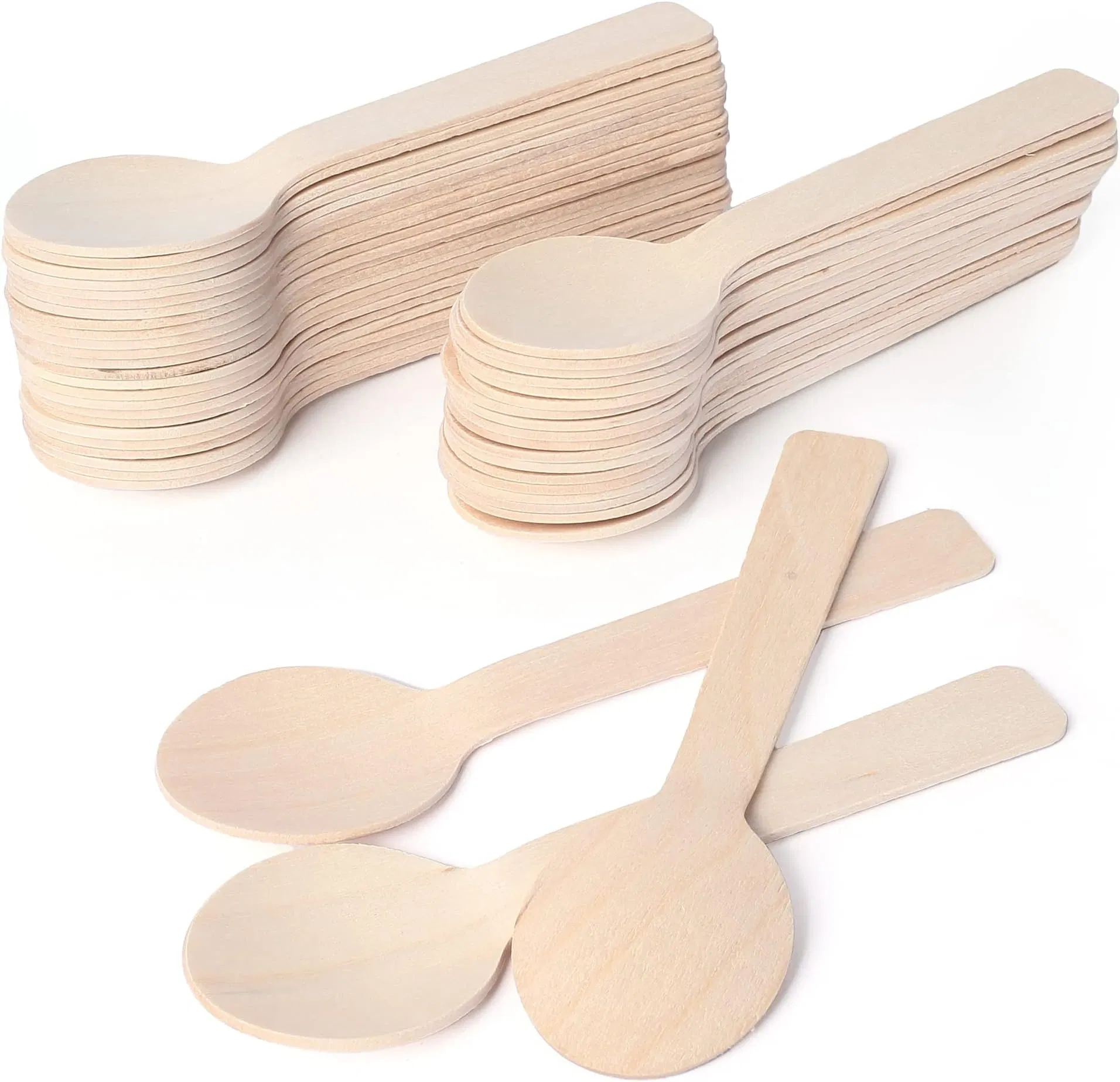 Custom Logo Shapes Free Sample Disposable 75mm/95mm/100mm/110mm Sampling Testing Spork Dessert Yogurt Honey Mini Ice Cream Biodegradable Birch Wooden Spoon