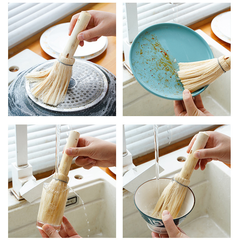 Кухонная щетка для мытья посуды из пальмового волокна