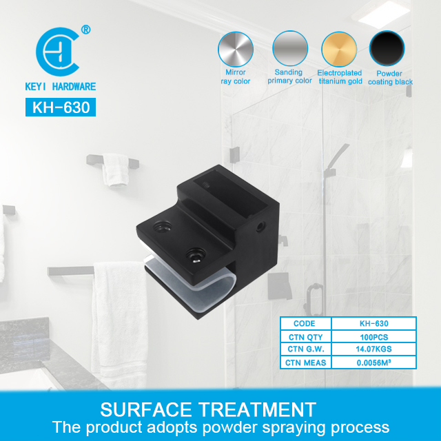 Keyi Metal Kh-630 90 Degree Pipe Fixing Clip Glass Holder Bracket Matte Black Shower Glass Door Tube Connector