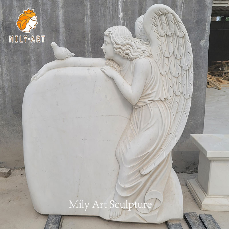 Detailed Carving Tombstone Monuments Angel Marble Headstones
