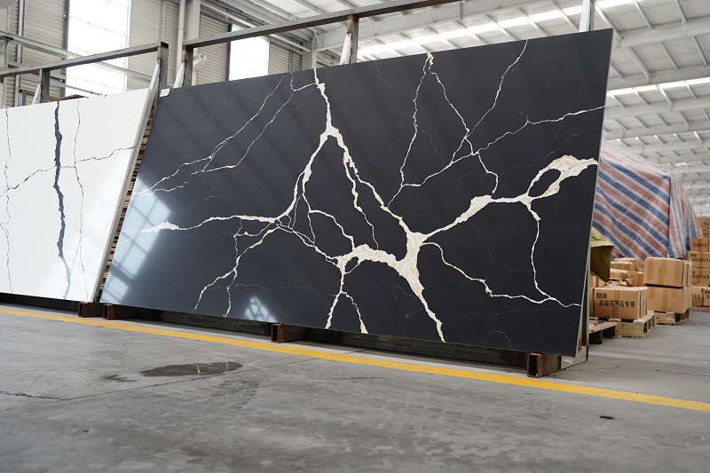 Horizon Quartz Stone Slabs for Countertops Calacatta Maquina Black