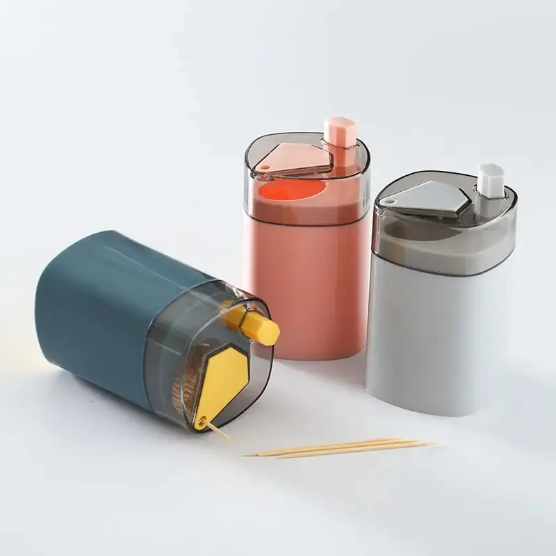 Creative Home Living Room Toothpick Dispenser Box High-Grade Press Automatic Toothpick Holders Plastic for Home Decoration