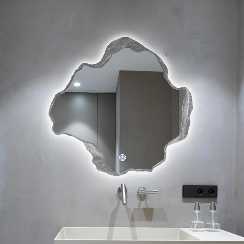 High Quality European Irregular Espejos Para Salon De Belleza Mirror with Dimmable Light 6000K