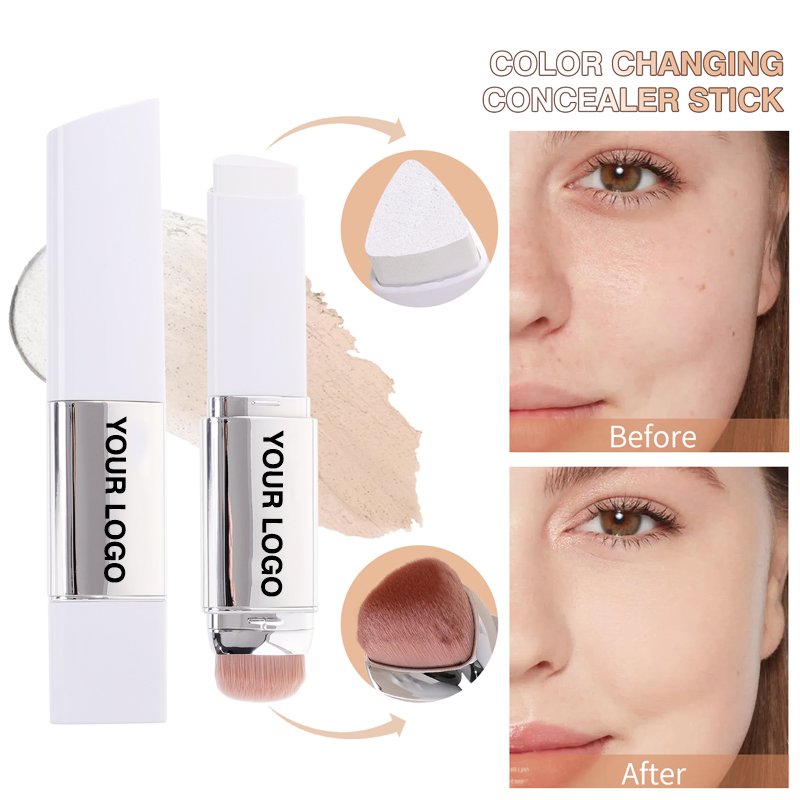 OEM Custom Logo Waterproof Long-Lasting Double-Ended Foundation Stick Color-Changing Moisturizing Makeup with Brush Head