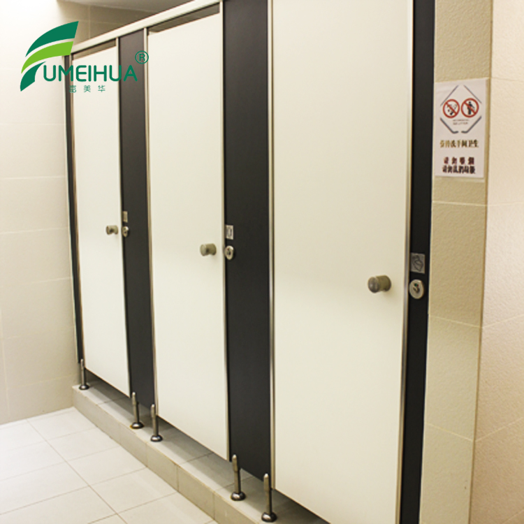White and Black Compact Laminate Cubicle Toilet Partition
