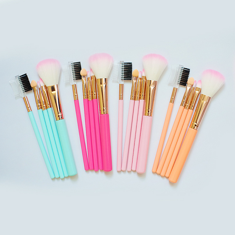 Plastic Handle Portable Eye Shadow Powder Blush Brushes Set Soft Hair Cosmetic Makeup Brush