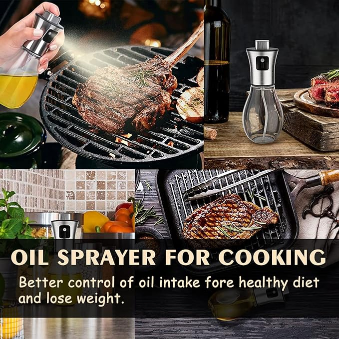 Portable Stainless Steel Oil Sprayer BBQ Glass Olive Oil Dispenser Bottle for Kitchen Use