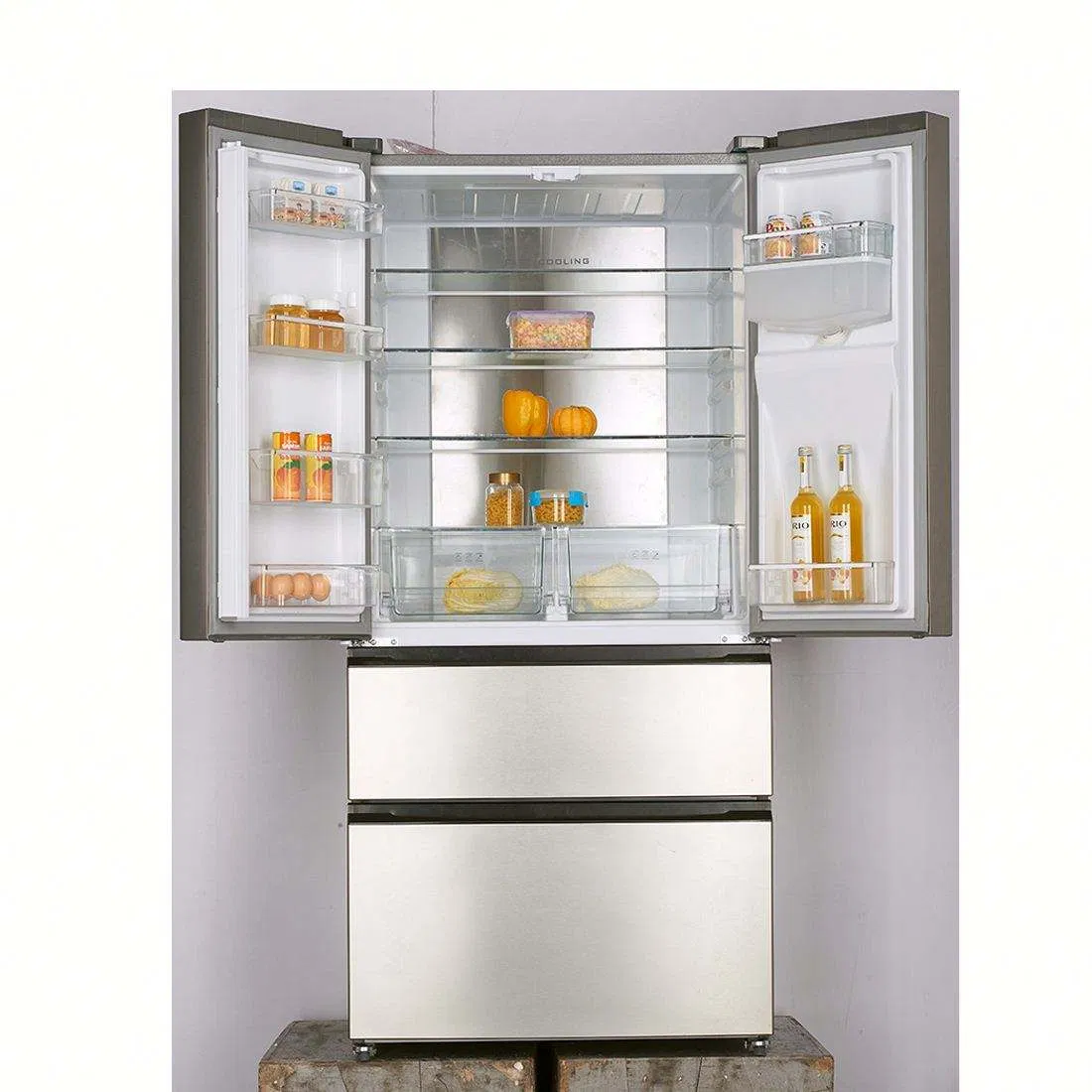 558L Competitive Price Home Appliance R600A R134A Gas Frost Free French Door Refrigerator and Freezer
